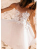 White Lace Tulle V Back Stunning Flower Girl Dress
